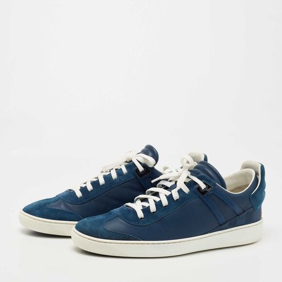 Louis Vuitton Blue Leather and Suede Low Top Sneakers Size 40.5 - Picture 2 of 4